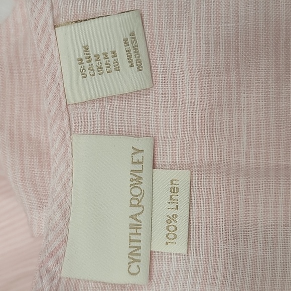 Cynthia Rowley, Size M, Pink Striped Sleeveless 100% Linen Blouse, EUC - Picture 8 of 11